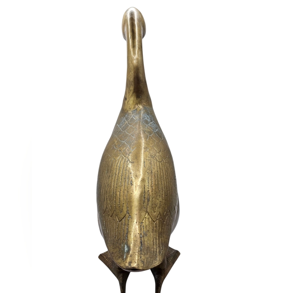Vintage Brass Goose Figurine, 17" Tall - Picture 4 of 8
